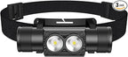 Headlamp Rechargeable, High Lumen Super Bright 180°Beam LED Head Lamp, Head Lights for Forehead, IPX6 Headlamps for Adults, 6 Modes, Fishing, Camping, Running, and Walking Dogs (H25A)