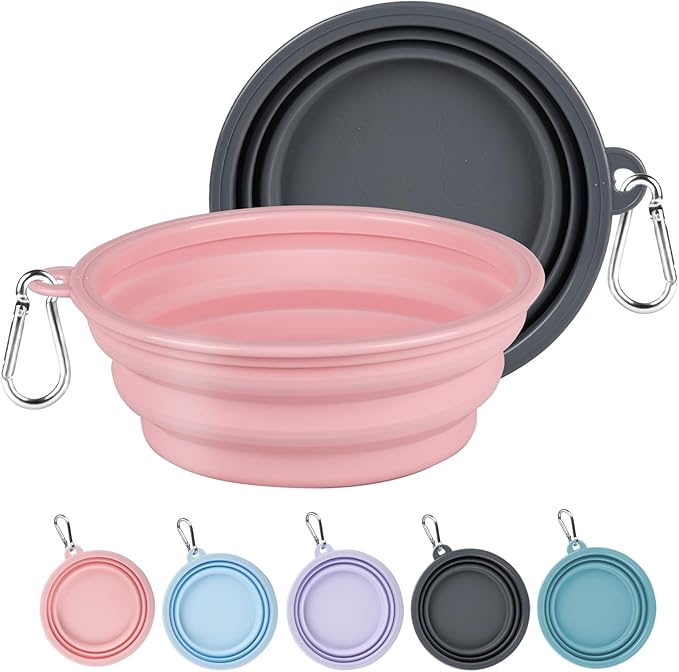 Kytely Collapsible Dog Bowls Medium (650ml), 2 Pack Travel Dog Bowls for Dog Cat, Portable Pet Water Food Bowl with Clasp, Pet Cat Feeding Cup Dish for Outdoor, Travel, Walking, Parking
