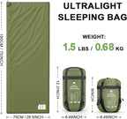 Ultralight Warm Weather Sleeping Bag - Portable, Waterproof, Compact Lightweight, Comfort with Compression Sack - Great for Outdoor Camping, Backpacking & Hiking