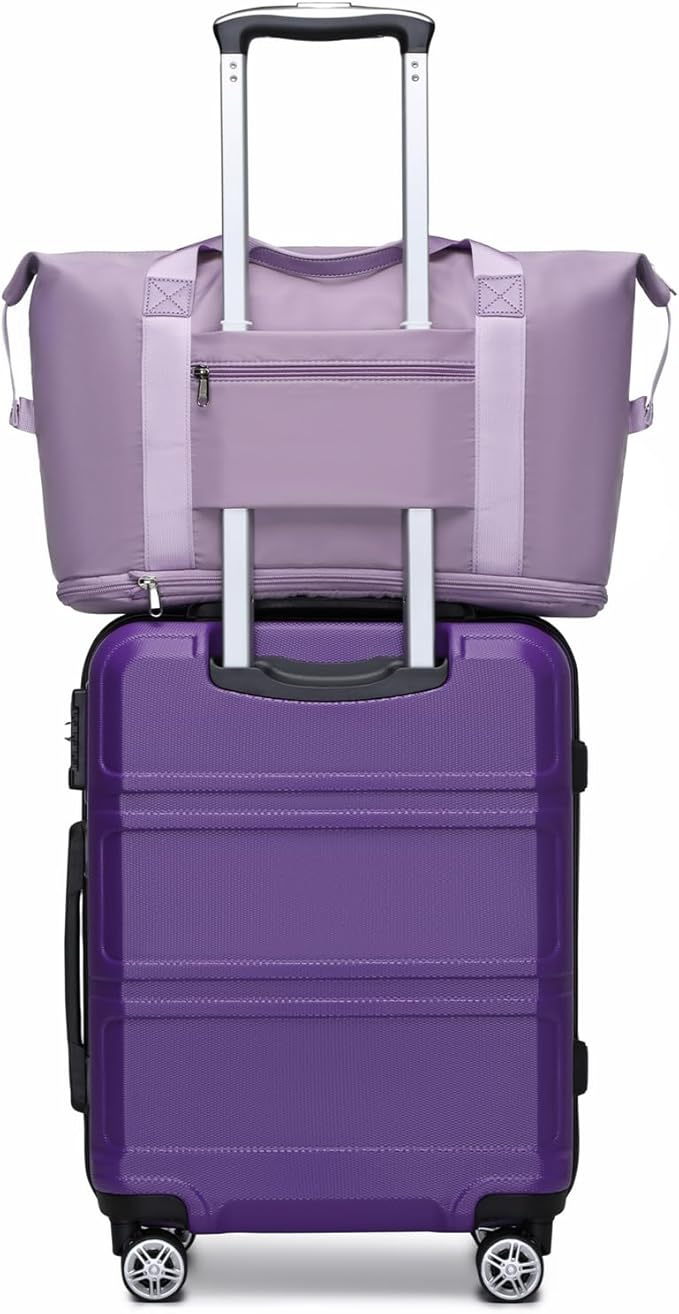 Kono Suitcase Set 3 Piece Luggage Set Expandable(only 28") Carry On Hardside Luggage with TSA Lock Spinner Wheels (Purple, 6 piece set)