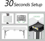 6FT Picnic Table Folding Table Camping Table Plastic Table Fold Up Table Lock for Party Event,White