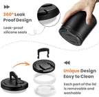 20oz Insulated Vacuum Food Jar with Buckle Lid,Soup Thermo for Hot Food Kids,Wide Mouth Leakproof Stainless Steel Lunch Container with Spoon-Black