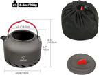 REDCAMP Outdoor Camping Kettle with Heat Exchanger, Compact Lightweight Coffee Pot,Aluminum Camp Tea Kettle with Carrying Bag 1.4L