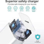 iPad Fast Charger,iPad Charger Fast Charging USB C Wall Chargers Block Plug Type C 6FT USB C to C Charging Cable Cord for iPad Pro 13/12.9/11 inch,iPad Air 6/5/4/M3/M2/A16,iPad Mini 6/7th,iPad 10/11th