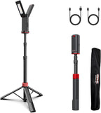 Rechargeable Work Light with Tripod Stand - 8000mAh 2200 Lumen Dual Head, 3000K/6400K IP54 Waterproof, Magnetic Base & Carry Bag for Construction/Camping, Aluminum, 61"