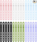 Donruby 30Pcs Silicone Cable Ties - Reusable & Washable with Locking Buckles, Adjustable Fastening Cable Management Straps, Multi-Purpose High Elasticity Cord Organizer (6 Colors)
