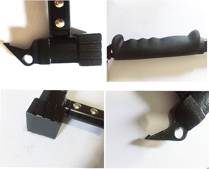 Camping Hammer Heavy Duty with Tent Stake Remover, 12.6" Steel Tent Hammer - Rubber Covered Handle Tent Mallet with Holding Strap (Black)