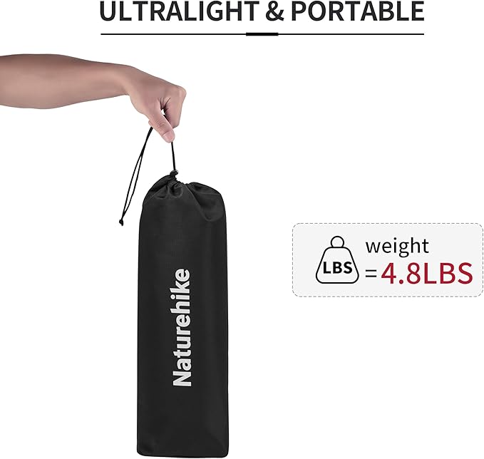 Naturehike GreenWild Camping Cot, Ultralight Folding Backpacking Cot, Supports 330lbs, Portable Camping Bed for Adults for Camping Hiking Travel Home, Black