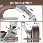 OneOdio A71 Hi-Res Studio Recording Headphones - Wired Over Ear Headphones with SharePort, Monitoring Mixing Foldable Headset with Stereo Sound, 3.5/6.35MM Jack for PC Computer DJ Guitar-Silver