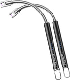 2 Pack Electric Candle Lighter Flameless Arc Windproof Flexible Long Neck USB Rechargeable Lighter Matches for BBQ Grill Fireworks Camping.(Black)