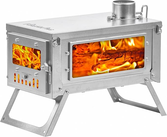 FIREHIKING Titanium Stove Portable Folding Tent Ta1 Stove Slide Mini for Camping Backpacking Hunting Cooking 3.4lb