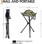 Portal Folding Camping Stool Portable Foldable Tripod Seat for Hiking Hunting Walking Fishing Travel Outdoors with Side Pockets Sturdy Steel Legs Support Up to 225 LBS