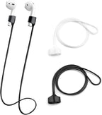 BlingKingdom 2 PCS Magnetic Anti-Lost Straps Soft Silicone Wireless Earbud Lanyards for Sports Running (Black and White)