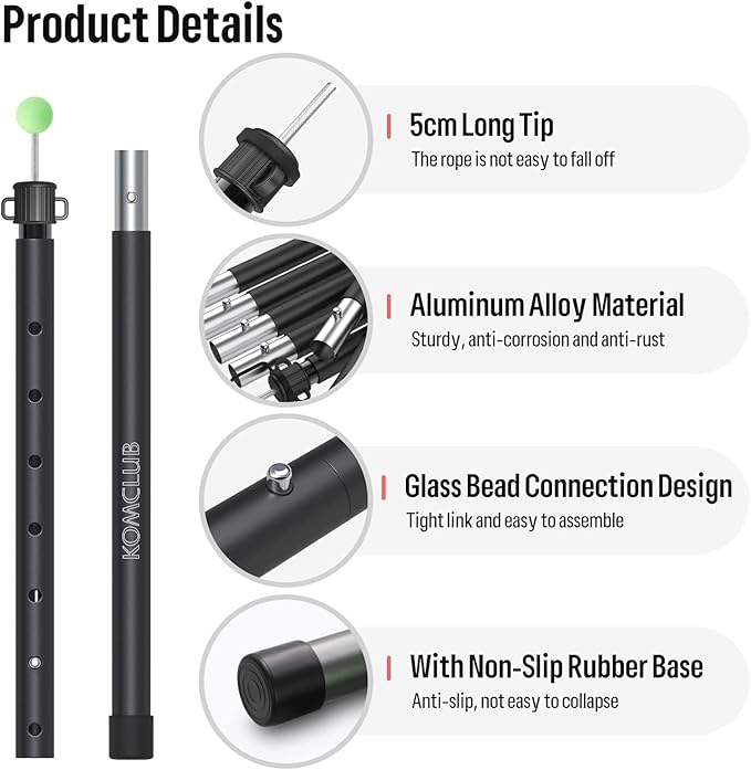 KOMCLUB Tent Poles Adjustable Lightweight Camping Tarp Poles 82.68" Aluminum Alloy Telescoping Solar sail Poles for Awning Canopy Tent Tarp Hiking Light Weight and Easy to Carry (2PC & Black)