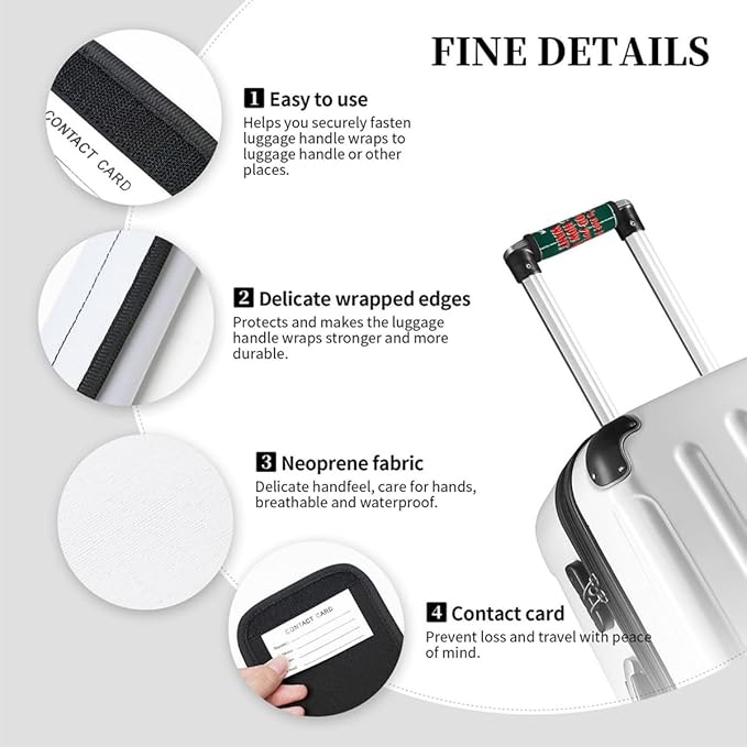 2 Pack Luggage Handle Wrap with Travel Tags - Non-Slip Protective Cover Soft Handle Grips Covers for Suitcase(Quotes You Want to Be)