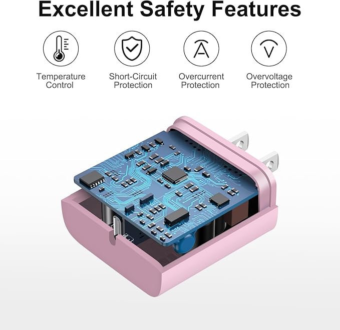 iPhone 17 16 15 Charger Fast Charging 6FT - 20W USB C Charger Block with 6FT Type C to C Cable Compatible with iPhone 17/17 Pro/17 Pro Max/Air/16/16e/15, iPad Pro, iPad Air (Pink)