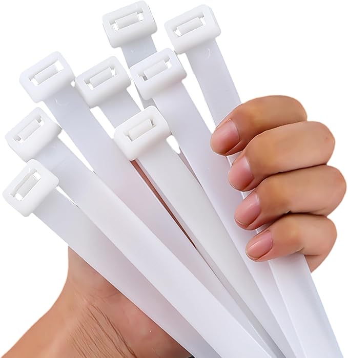 White Zip Ties Heavy Duty 20 Inch Outdoor, 250lb Extra Large Cable Tie Wraps Long Plastic Wire Ties Wide Clear Big Strong Thick Zipties 40 Pack