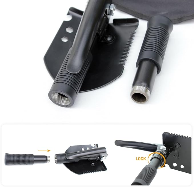 Mini Folding Camping Shovel, Lightweight Portable Small Tactical Survival Shovel, High Carbon Steel Military Shovel Entrenching Tool for Outdoor, Hiking, Digging, Backpacking, Car Emergency, Off Road