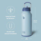 BOTTLE BOTTLE 32oz Insulated Water Bottle Stainless Steel Sport Water Bottle with Straw Dual-use Lid Design for Gym with Pill Box