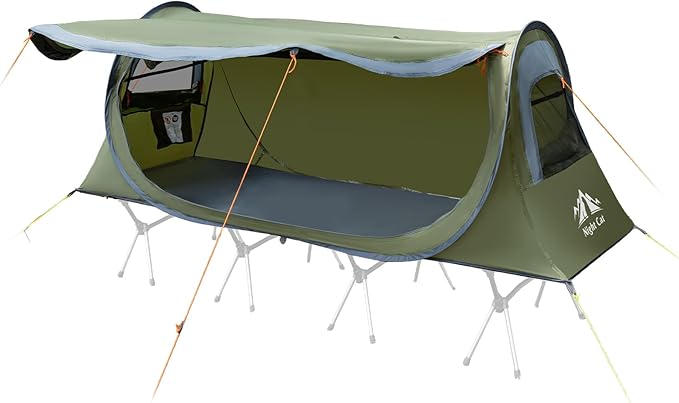 Night Cat Pop-up Camping Tent: 1 Person Tent Waterproof Instant Easy Setup Tunnel Tent Fits with Camping Cot (Excluded)