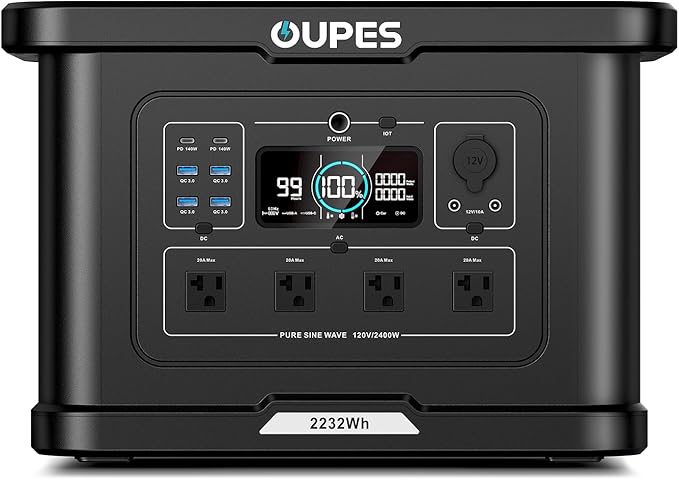 OUPES Exodus 2400 Solar Generator with 100W Panels, LiFePO4 Power Station for Camping, RVs, Home Backup & Off-Grid Adventures