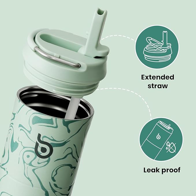 BOTTLE BOTTLE Insulated Water Bottle 24oz with Straw Lid and Handle for Sports Travel Gym Stainless Steel Water Bottles Double-Wall Vacuum Metal Leak Proof BPA-Free