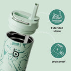 BOTTLE BOTTLE Insulated Water Bottle 24oz with Straw Lid and Handle for Sports Travel Gym Stainless Steel Water Bottles Double-Wall Vacuum Metal Leak Proof BPA-Free