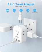 LENCENT 3 Pack US to UK Ireland Travel Plug Adapter,Grounded Type G Adapter For Travel with 4 Outlets 4 USB Ports (2 USB C), Power Plug for USA to Dubai Scotland British London England Hong Kong