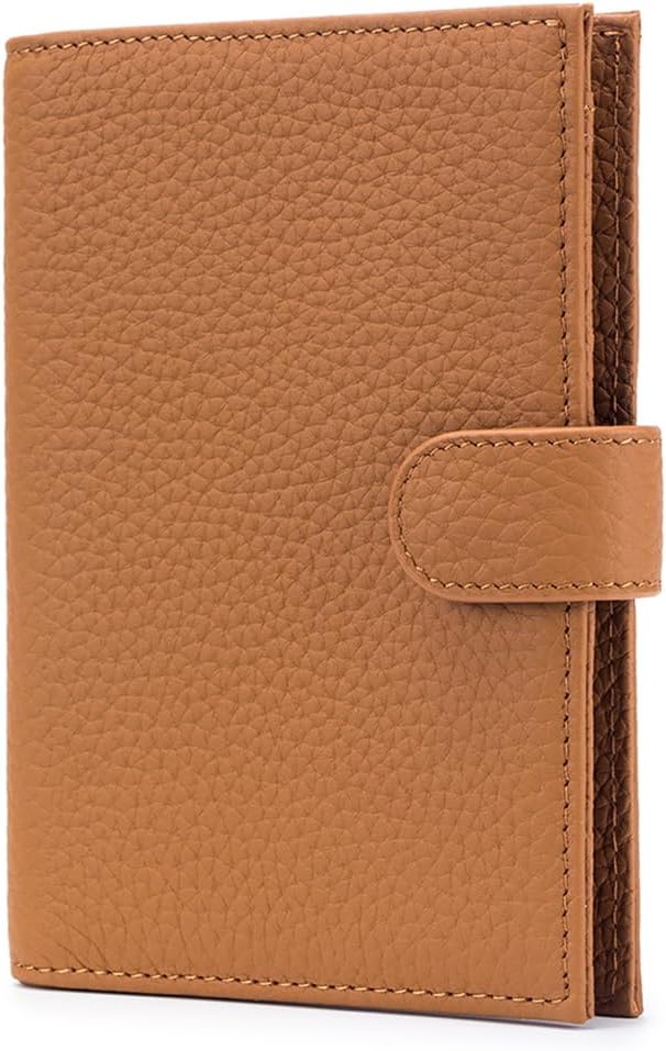 Leather RFID Passport Wallet for Travel – Slim Passport Holder for Women & Men with Card Slots, Zippered Coin Pocket, SIM Slot – Cash Slot Compact Travel Wallet Mother's Day Gift Box (Brown)