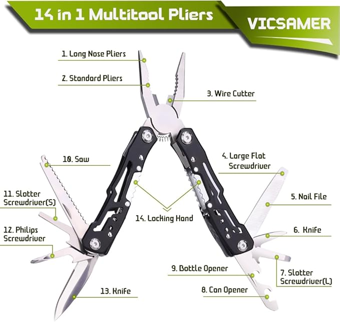 14 in 1 Multitool Pliers Gives One Whistle as a Gift, Professional Pocket Pliers from Wife Daughter to Father Boyfriend Husband on Christmas, Birthday, Valentine's, Father's Day - Samest