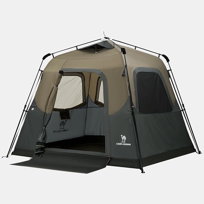 CAMEL CROWN Instant Tents for Camping 4-6 Person Tent Waterproof Easy Setup Sets Up in 60 Seconds Backpacking Tents with Carry Bag for Outdoor Hiking
