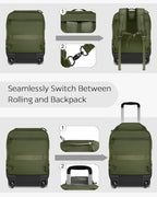 Rolling Tactical Laptop Backpack, Underseat Travel Backpack with Wheels, 16 Inch Wheeled Military Computer Backpack for Men and Women, Roller Overnight Molle Outdoor Hiking College Carry on Luggage