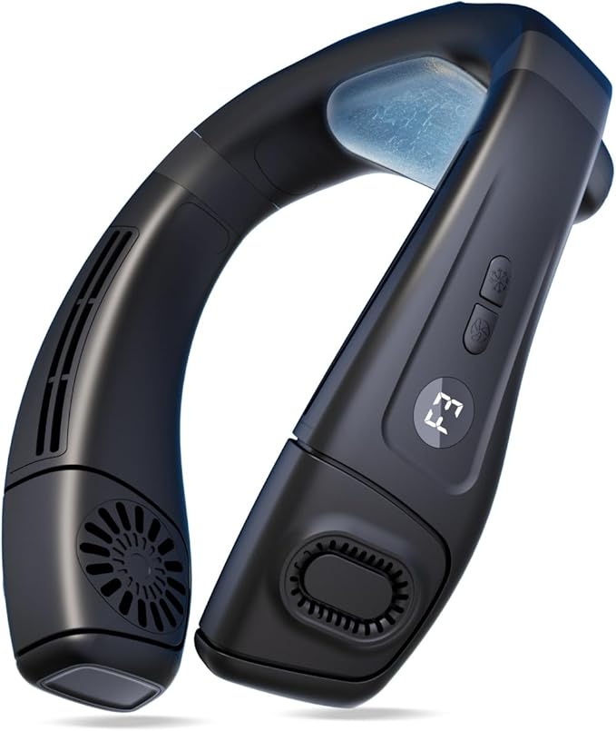 MGUP Neck Air Conditioner with 6 Adjustable levels,Cooling Neck Fan Support 360°Airflow and Cooling Plate,5200mAh Portable Rechargeable Wearable Personal Fan,Fast Cooling for Women/Men