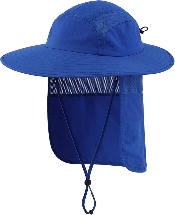 Home Prefer UPF 50+ Mens Wide Brim Fishing Hat with Neck Flap Sun Hat for Men Women Sun Protection Cap