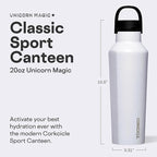 Corkcicle Sport Canteen - Keeps Drinks Cold 25 Hours - Stainless Steel Water Bottle - Triple-Insulated - Spill-Proof - Summer Drinkware Gift - Keeps Drinks Ice Cold - 20 oz - Unicorn Magic