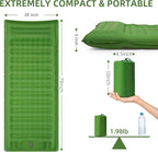 Camping Sleeping Pad, Extra Thick 5 Inch Camping Mat with Pillow Built-in Foot Pump Inflatable Sleeping Pads Compact for Camping Backpacking Hiking Traveling Tent