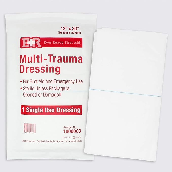 Ever Ready First Aid Multi-Trauma Sterile Non-Woven Dressing 12” x 30” - 10 Count