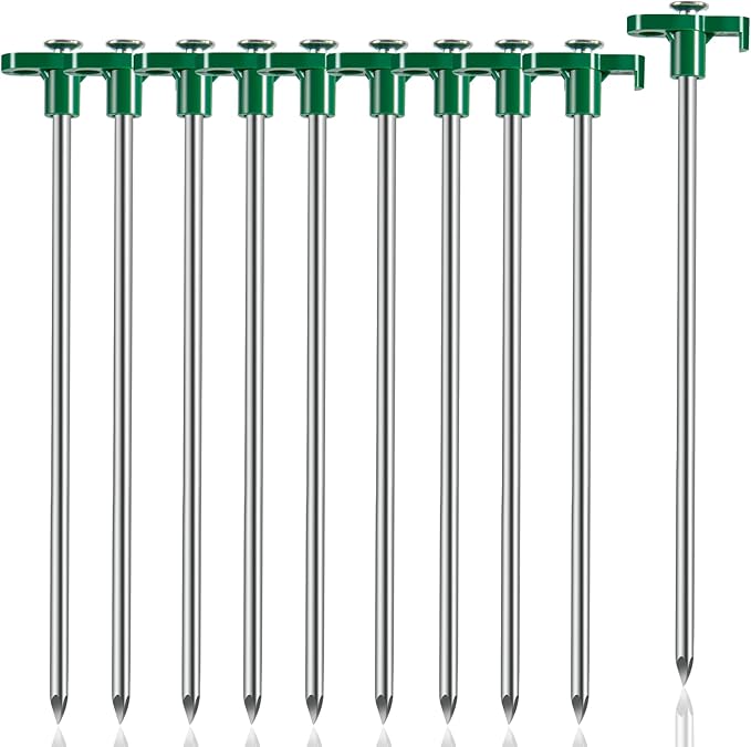 Tent Stakes, 10PCS Heavy Duty Tent Stakes Pegs, Outdoor Camping Windproof Professional Ground Stakes, Metal Tent Pegs for All Kinds of Ground, Specially Designed for Tent Canopies