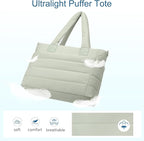 Tote Bag for Women Puffer Work Tote Handbag Large Quilted Nurse Bag with Zipper for Travel