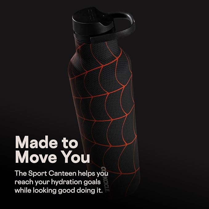 Corkcicle Sport Canteen - Keeps Beverages Cold 25 Hours - Triple Insulated Stainless Steel - Screw-On Lid - Reusable Bottle - Summer Drinkware Gift - Keeps Drinks Ice Cold - 20 oz - Spider-Man