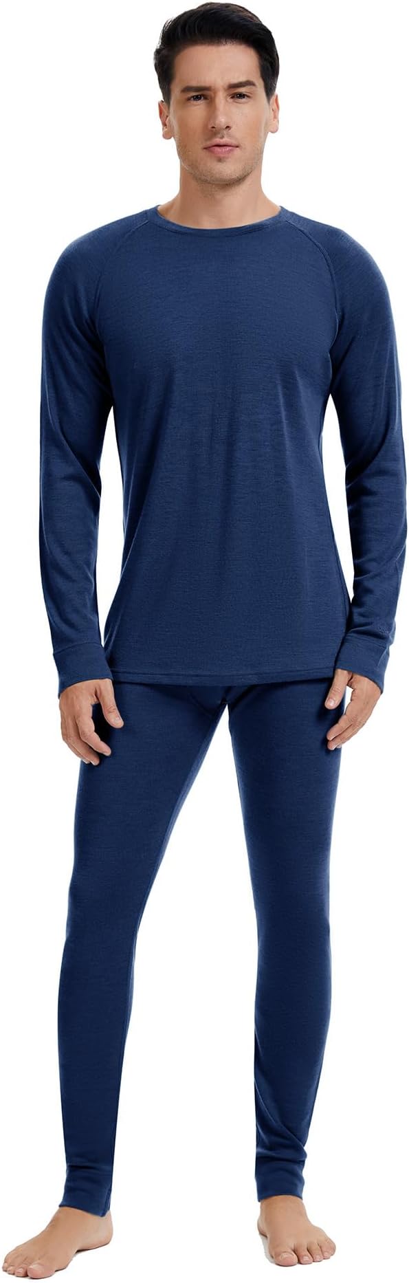 Men's 100% Merino Wool Base Layer Sets Lightweight Active Base Layer for Ski