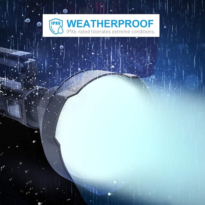 Super Bright Rechargeable Spotlight, Handheld Tactical Flashlight 4 Modes High Power Portable Waterproof LED Searchlight USB Output P50 Camping Torch for Outdoor (P50-Medium Size)