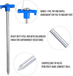 ABCCANOPY 11 Inch Tent Stakes 10 Pcs Non-Rust Metal Ground Anchors, Heavy Duty Spikes with 4 Ropes for Outdoor Camping, Blue