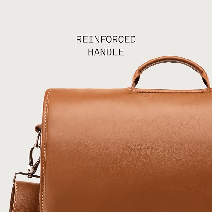 Nordweg Workday Briefcase NW053B – Full-Grain Leather Laptop Bag 15.6" – Office Shoulder Messenger for Work, Study, Travel
