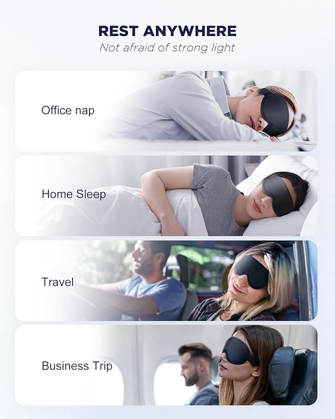 3D Cooling Gel Eye Mask - Reusable Cold Sleep Mask, Eyes Ice Pack with Hot & Cold Compress Therapy for Puffiness, Dark Circles, Dry Eyes, Headaches and Stress Relief (Black,1 Pack)