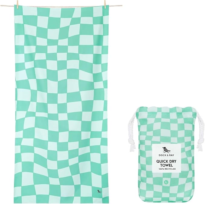 Dock & Bay Beach Towel - Quick Dry, Sand Free - Compact, Lightweight - 100% Recycled - Includes Bag - Tangerines & Greens - Set of 4 - Large (160x90cm, 63x35)