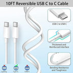 Fast iPad Charger,iPad Charger Fast Charging Wall Chargers Plug Adapter and Type C USB C to C Cable Cord 10FT Type C to C for iPad Pro 13/12.9/11,iPad Air 6th/5th/4th,Mini 7/6th,i-Pad 11/10