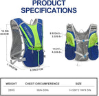 Hydration Pack Backpack，IX INOXTO Running Hydration Vest with 1.5L ( 50 oz) Water Bladder for Men Women，Lightweight Water Backpack for Hiking Cycling Climbing Camping