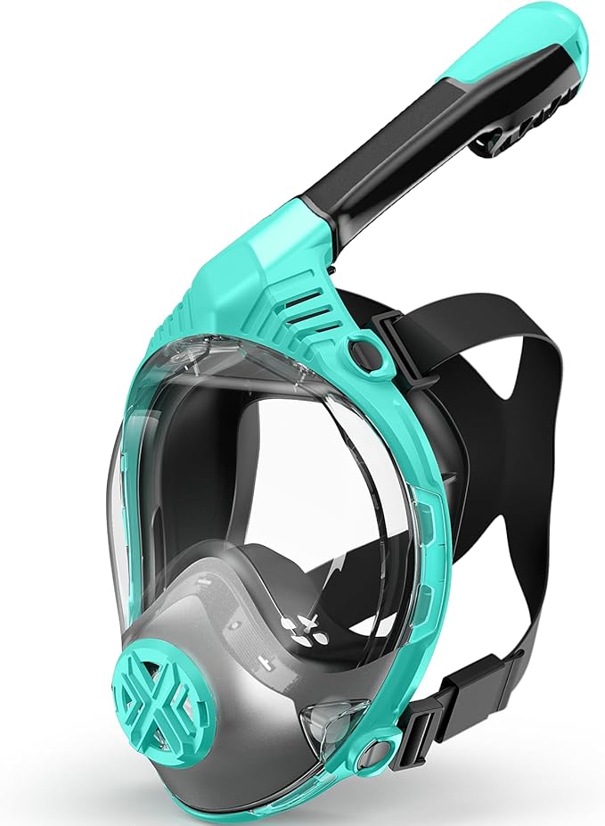 Full Face Snorkel Mask- Snorkeling Gear for Adults with Safe Dry Top Breathing System, Latest Foldable Panoramic View Snorkeling Mask for Men and Women, Anti Fog Anti Leak