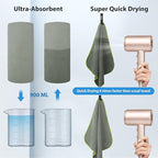 BOGI Microfiber Travel Sports Towel-Quick Dry, Soft Lightweight, Absorbent, Compact for Camping, Gym, Yoga, Swimming, Backpacking (XL:72''x32''+16''x16''-Grey)